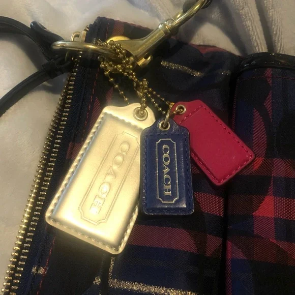 Coach Handbag Shoulder Poppy Blue Purple Red Plaid Tartan Purse Bag G1282-21622 - Picture 6 of 9